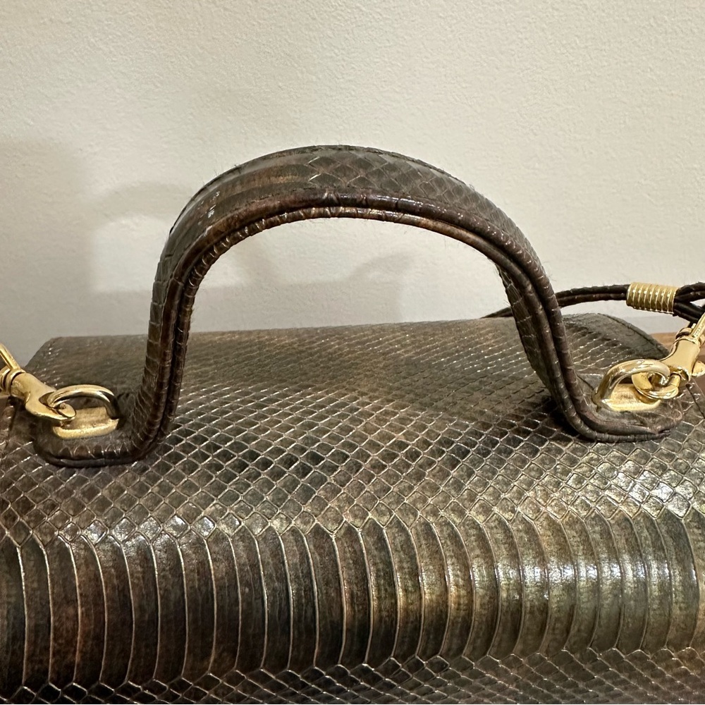 Andè Vintage Structured Brown Print Handbag - Picture 4 of 4
